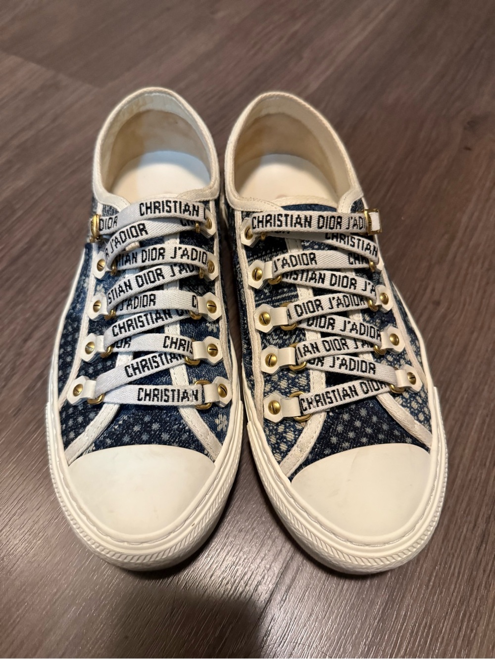 Dior Navy Monogram Denim Sneakers with White Trim
